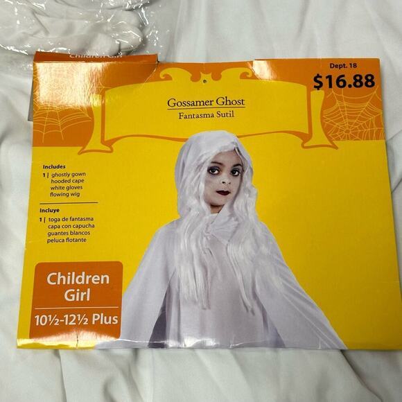 Gossamer Ghost Halloween Costume | Children Girl | 10 1/2- 12 1/2 Plus - Picture 1 of 5